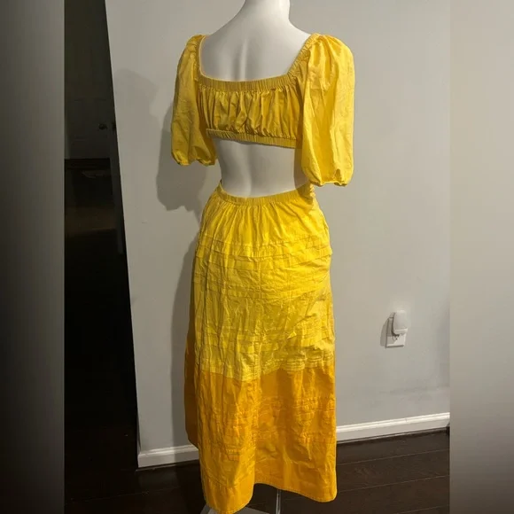 STAUD Carina Sunburst Two-Tone Puff-Sleeve Maxi Dress - Picture 4 of 10